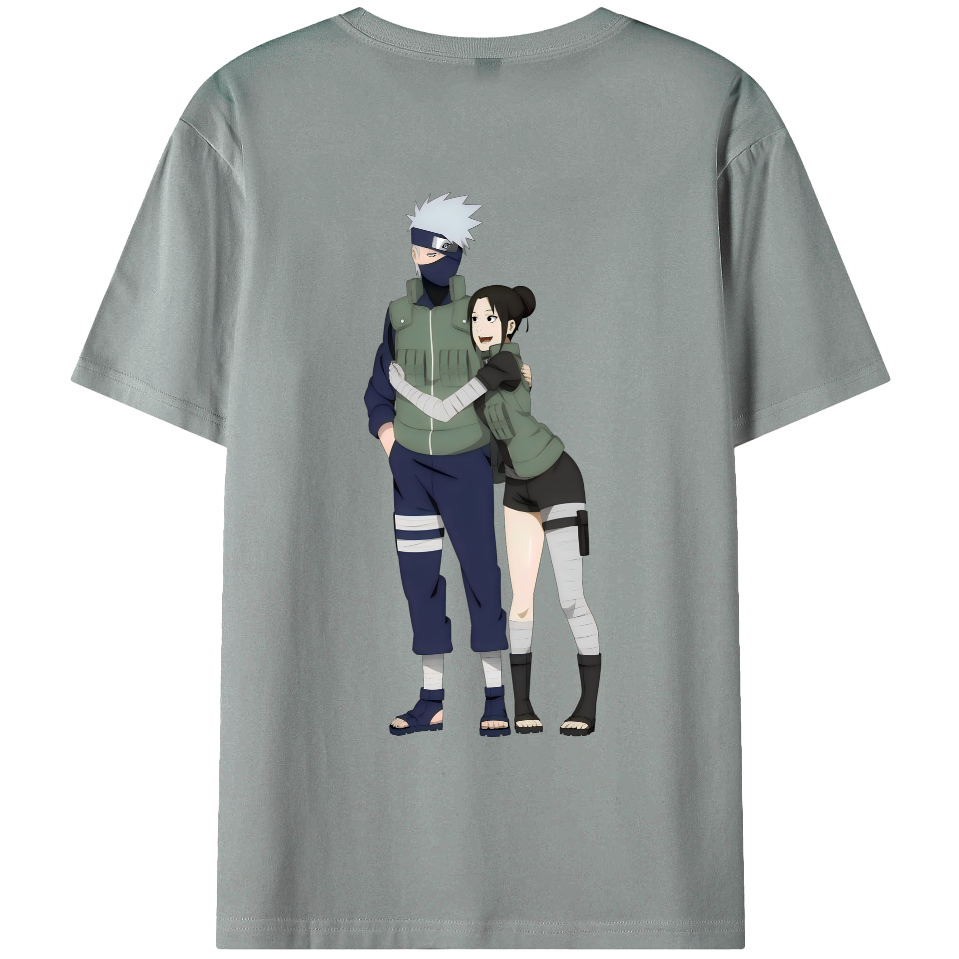 （画像用） NARUTO -ナルト- はたけ カカシ Hatake Kakashi 綿100％ メンズ半袖Tシャツ（バックプリント） 通気性